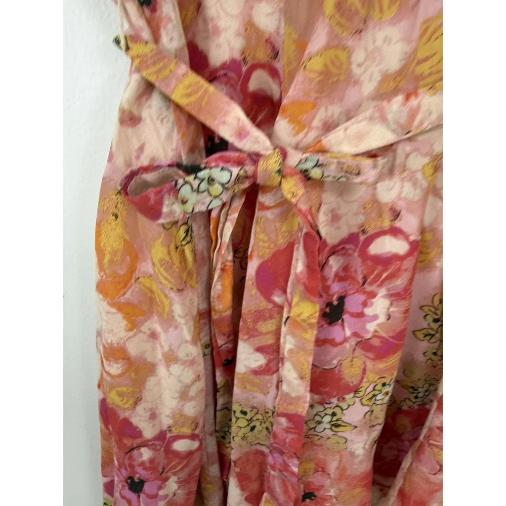 Free People Freedy Tie Mini Dress Fruit Punch Floral Print Size XS Party Wedding